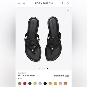 Tory Burch Black Leather Miller Sandals